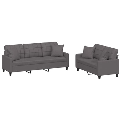 Set di Divani 2 pz con Cuscini Grigio in Similpelle | homemem39
