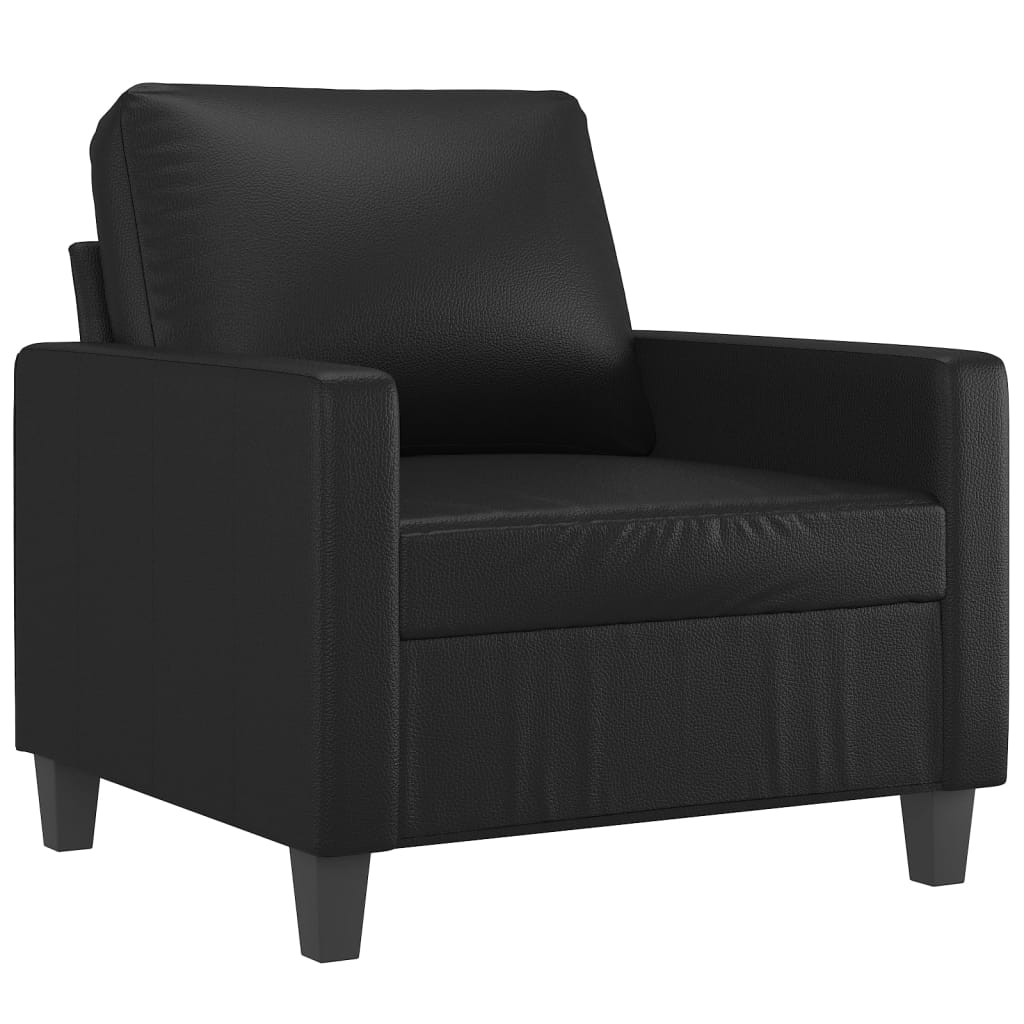 Set di Divani 3 pz con Cuscini Nero in Similpelle | homemem39