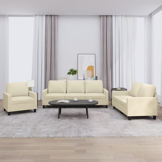 Set di Divani 3 pz con Cuscini crema in Similpelle | homemem39