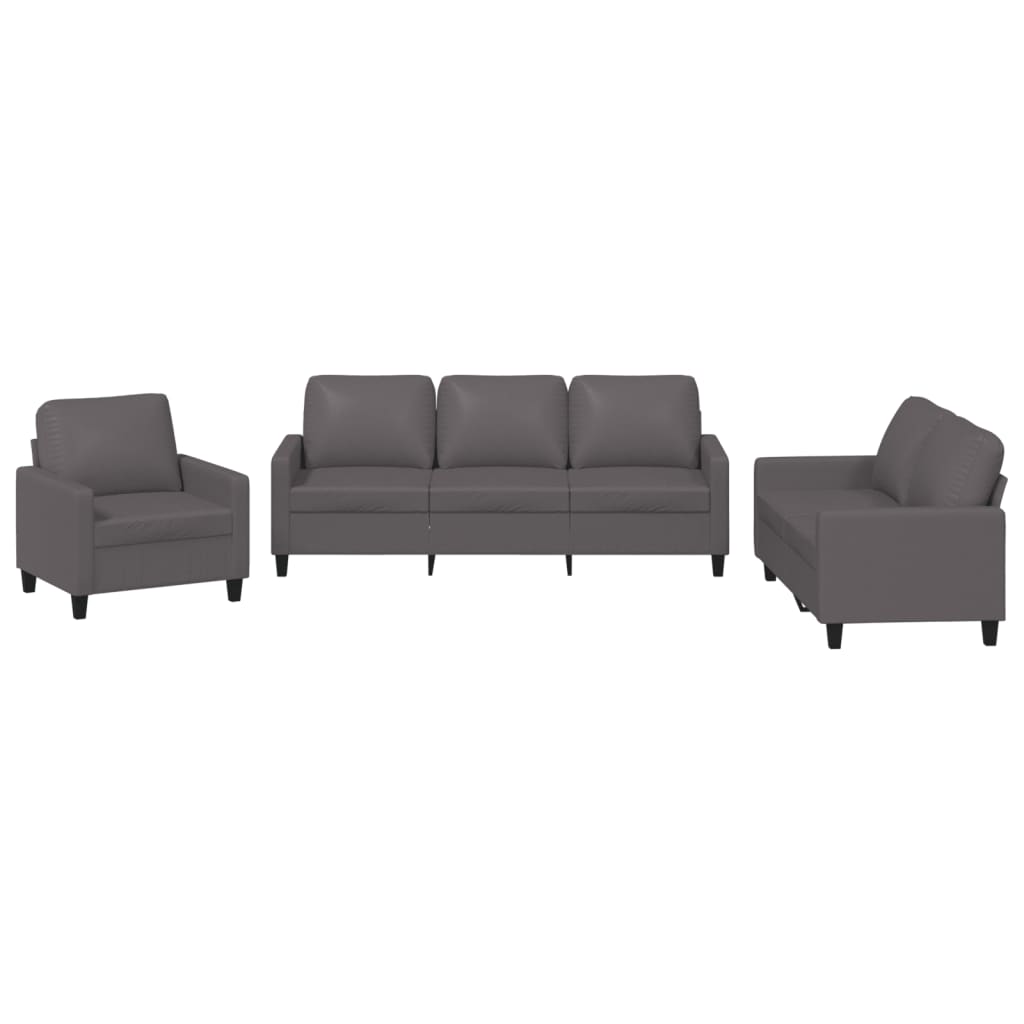 Set di Divani 3 pz con Cuscini Grigio in Similpelle - homemem39