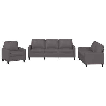 Set di Divani 3 pz con Cuscini Grigio in Similpelle - homemem39