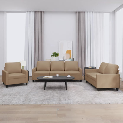 Set di Divani 3 pz con Cuscini cappuccino in Similpelle - homemem39