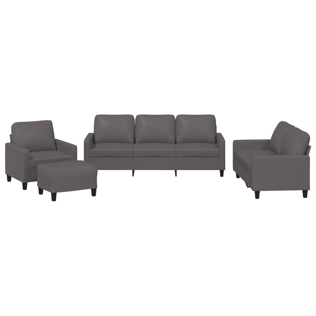 Set di Divani 4 pz con Cuscini Grigio in Similpelle | homemem39