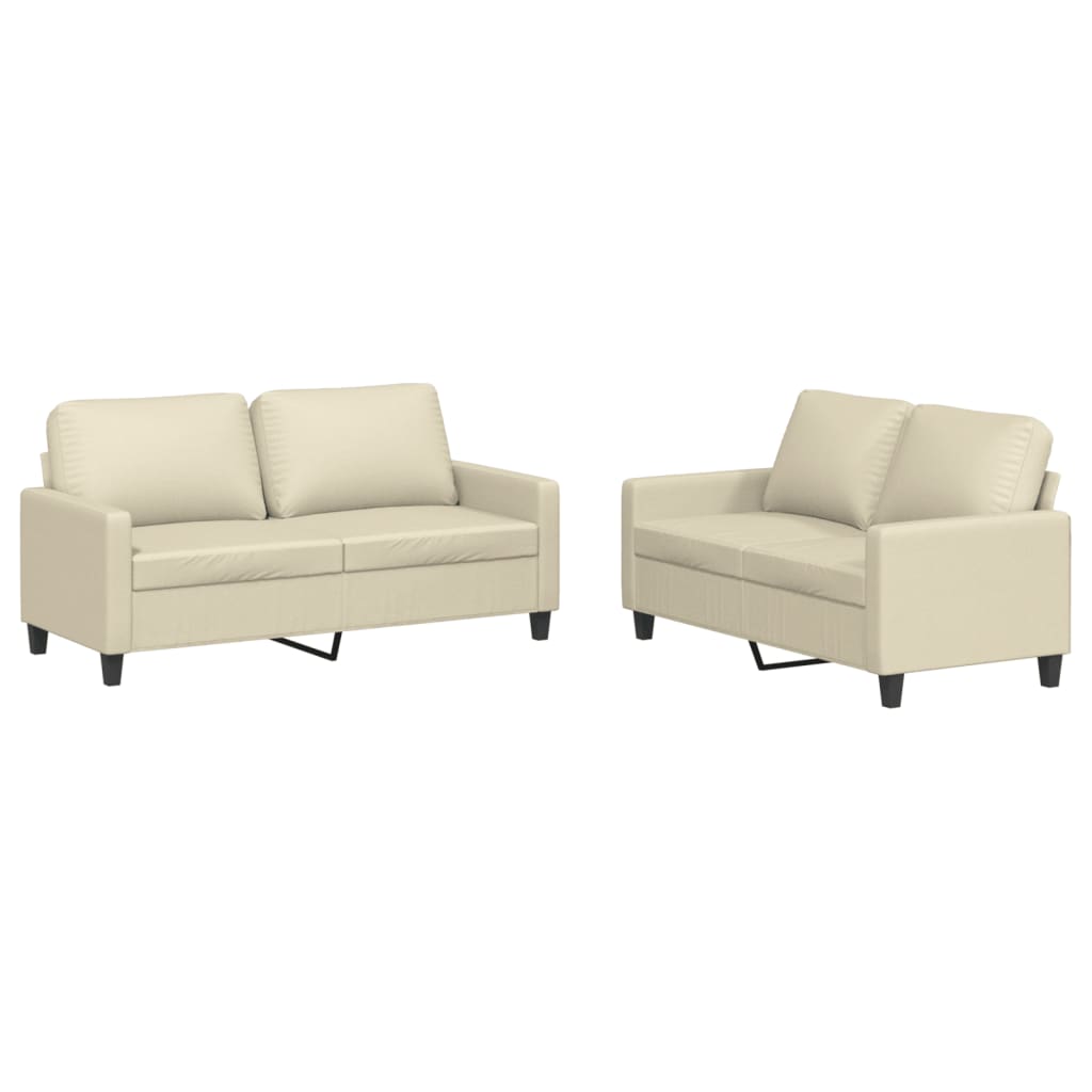 Set di Divani 2 pz con Cuscini crema in Similpelle | homemem39