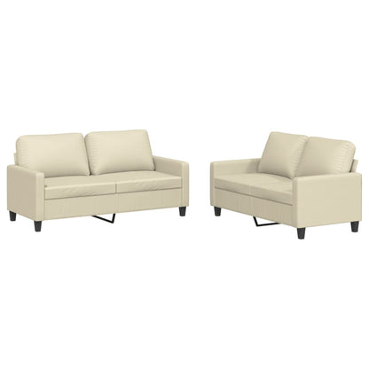 Set di Divani 2 pz con Cuscini crema in Similpelle | homemem39