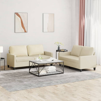 Set di Divani 2 pz con Cuscini crema in Similpelle | homemem39