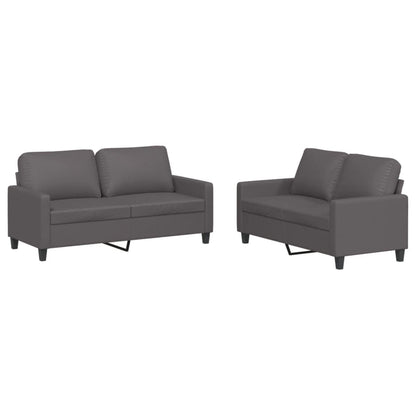 Set di Divani 2 pz con Cuscini Grigio in Similpelle | homemem39