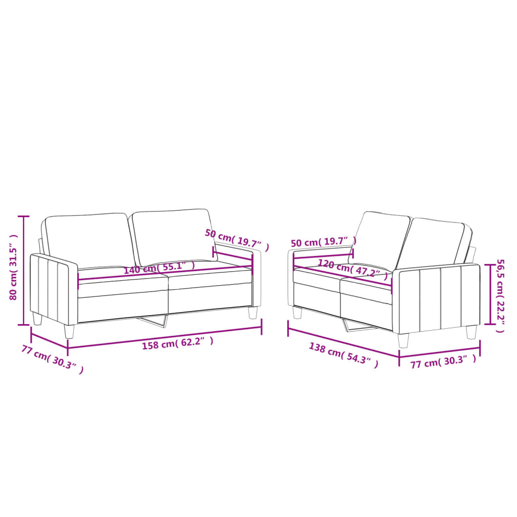 Set di Divani 2 pz con Cuscini Grigio in Similpelle | homemem39