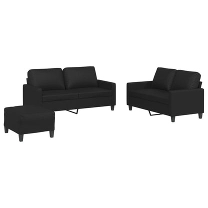 Set di Divani 3 pz con Cuscini Nero in Similpelle | homemem39