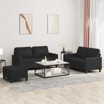 Set di Divani 3 pz con Cuscini Nero in Similpelle | homemem39