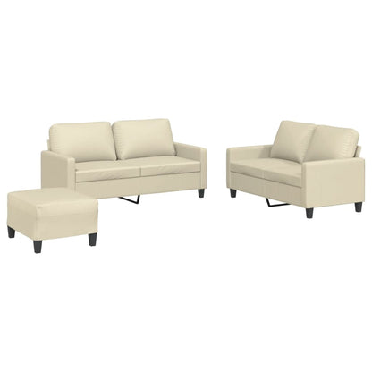 Set di Divani 3 pz con Cuscini crema in Similpelle | homemem39