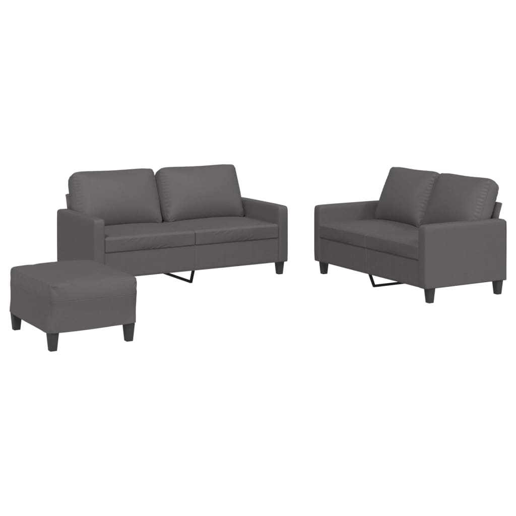 Set di Divani 3 pz con Cuscini Grigio in Similpelle | homemem39