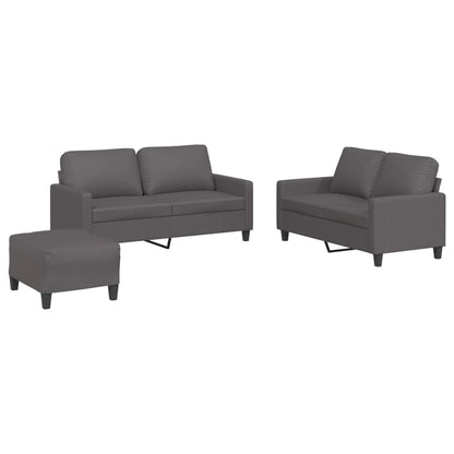Set di Divani 3 pz con Cuscini Grigio in Similpelle | homemem39