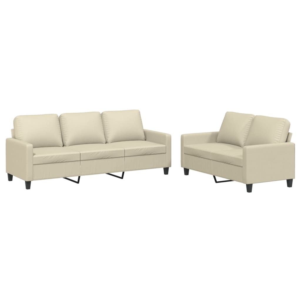 Set di Divani 2 pz con Cuscini crema in Similpelle | homemem39