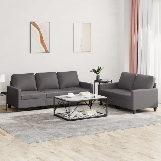 Set di Divani 2 pz con Cuscini Grigio in Similpelle | homemem39