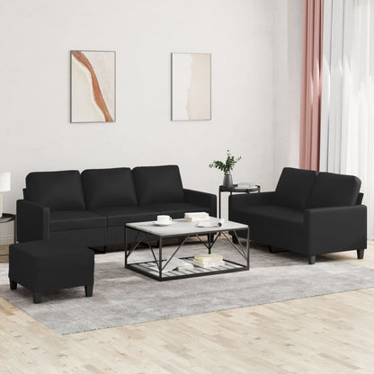 Set di Divani 3 pz con Cuscini Nero in Similpelle | homemem39
