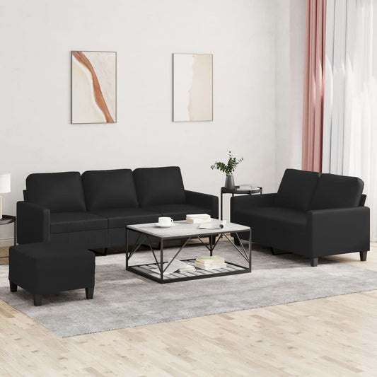 Set di Divani 3 pz con Cuscini Nero in Similpelle | homemem39