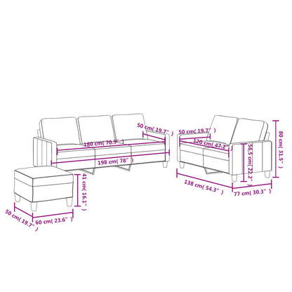 Set di Divani 3 pz con Cuscini Rosso Vino in Similpelle