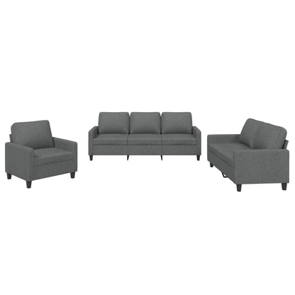 Set di Divani 3 pz con Cuscini Grigio Scuro in Tessuto | homemem39