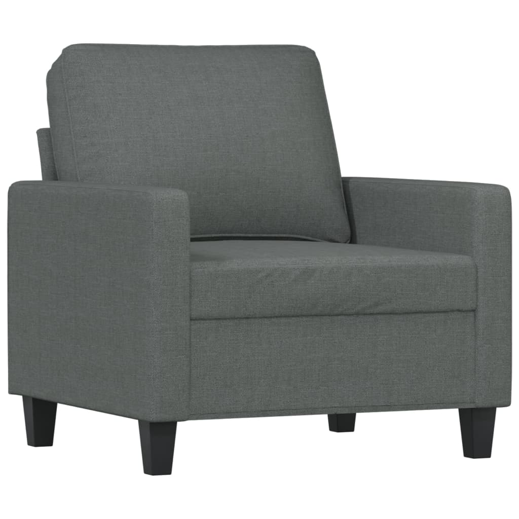 Set di Divani 3 pz con Cuscini Grigio Scuro in Tessuto | homemem39
