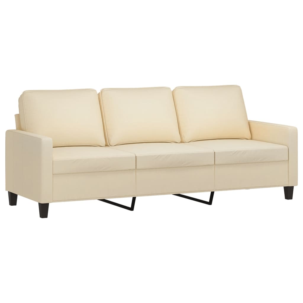Set di Divani 3 pz con Cuscini Crema in Tessuto | homemem39