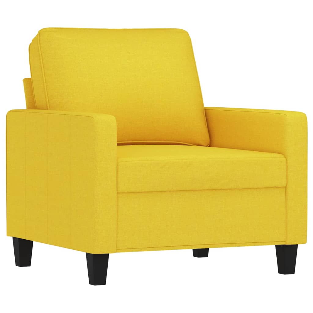 Set di Divani 3 pz con Cuscini Giallo Chiaro in Tessuto | homemem39