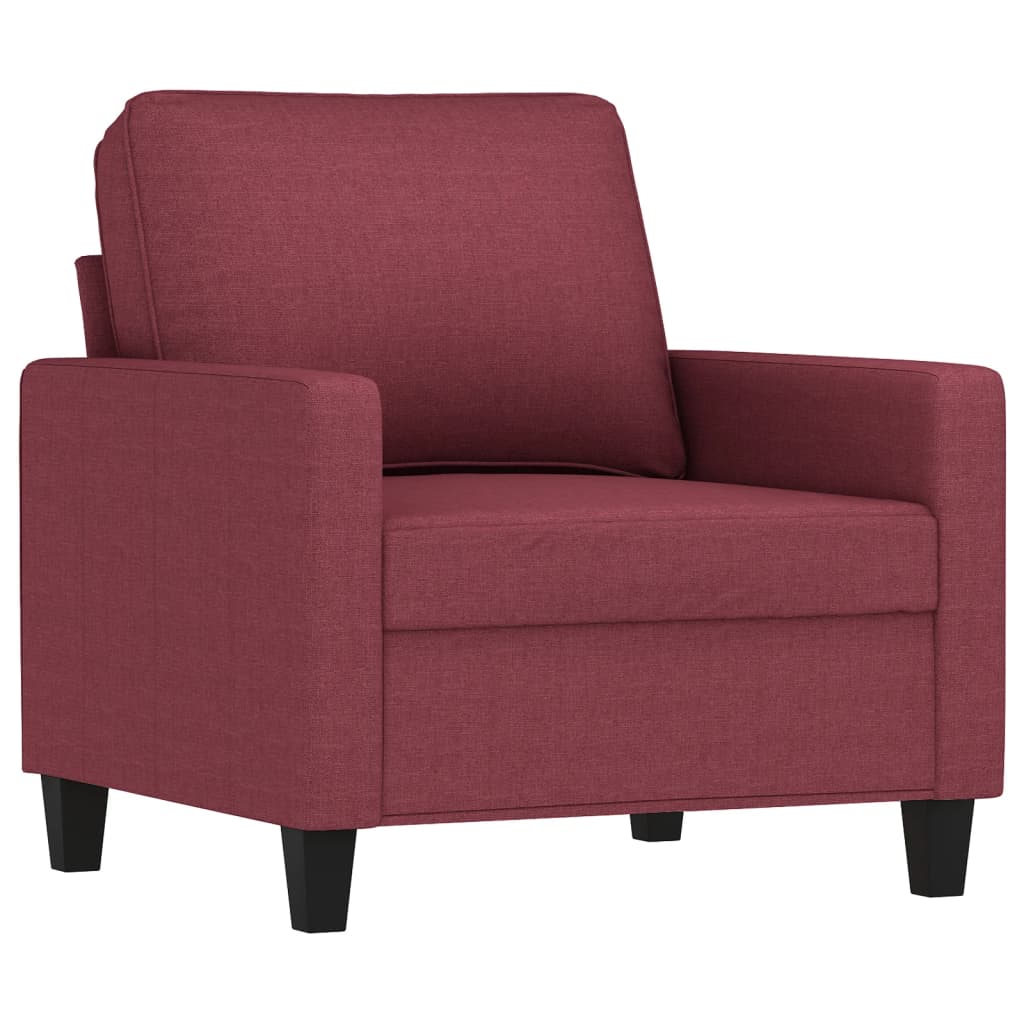 Set di Divani 3 pz con Cuscini Rosso Vino in Tessuto | homemem39