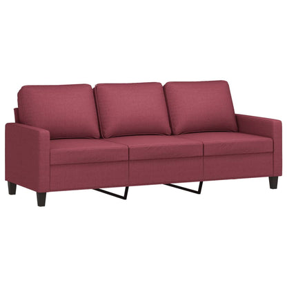 Set di Divani 3 pz con Cuscini Rosso Vino in Tessuto | homemem39