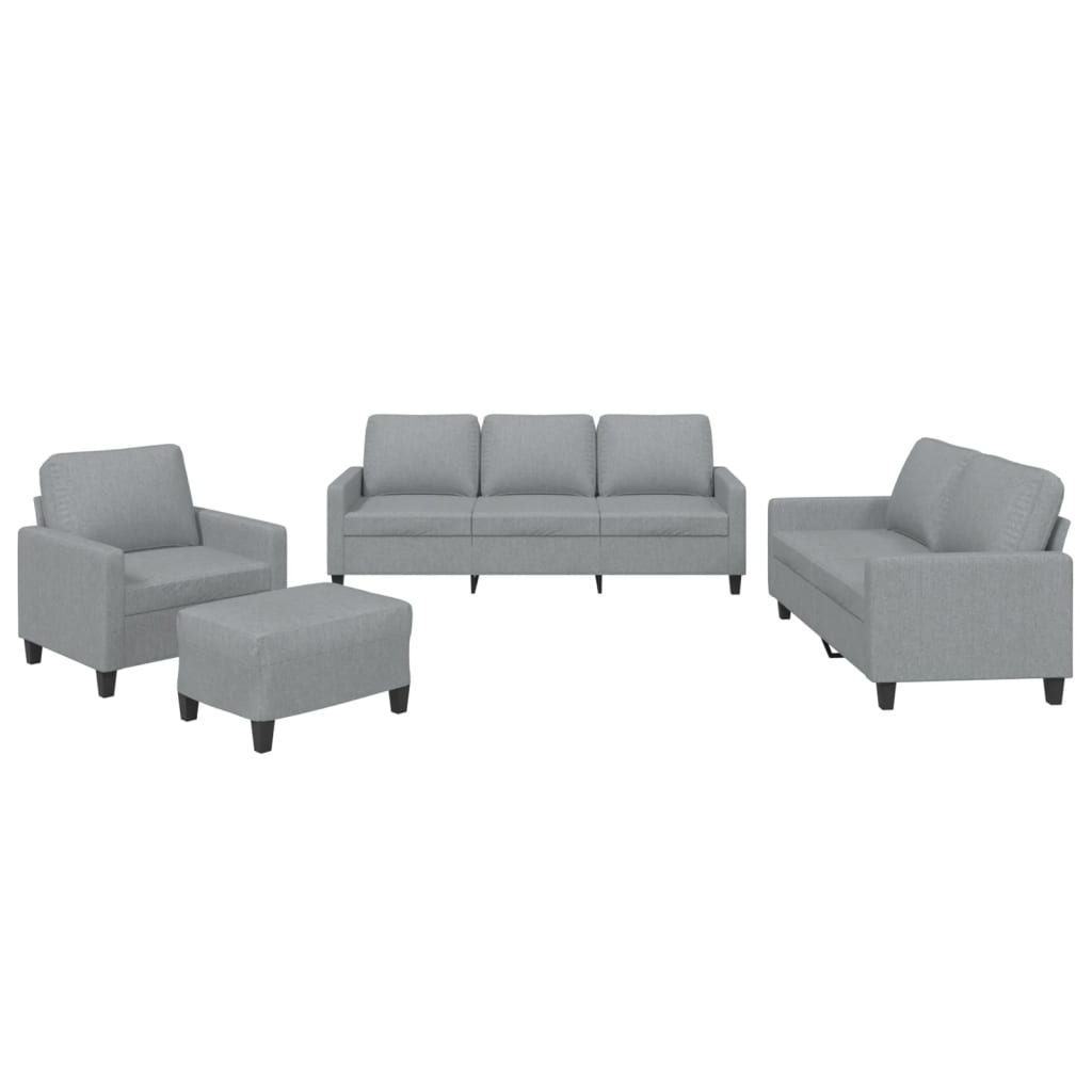 Set di Divani 4 pz con Cuscini Grigio Chiaro in Tessuto | homemem39