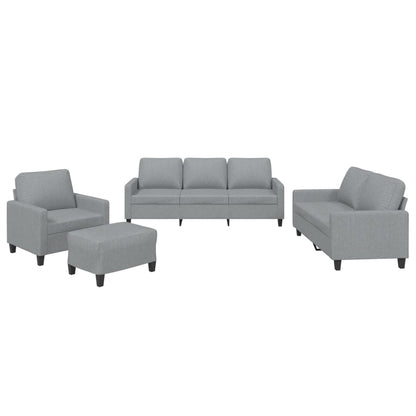 Set di Divani 4 pz con Cuscini Grigio Chiaro in Tessuto | homemem39