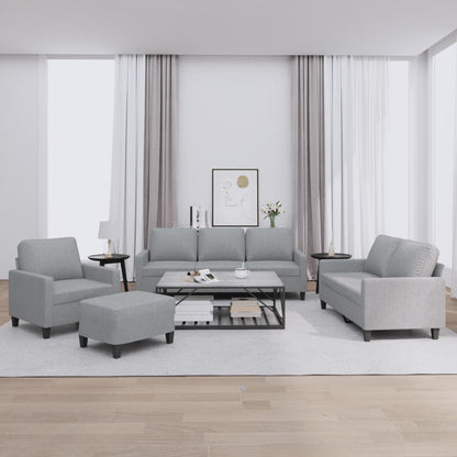 Set di Divani 4 pz con Cuscini Grigio Chiaro in Tessuto | homemem39