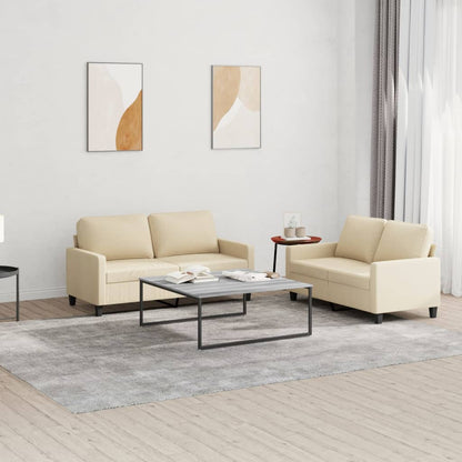 Set di Divani 2 pz con Cuscini Crema in Tessuto | homemem39