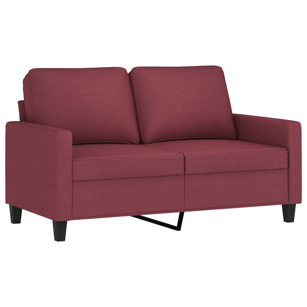 Set di Divani 2 pz con Cuscini Rosso Vino in Tessuto | homemem39