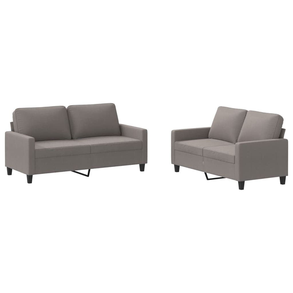Set di Divani 2 pz con Cuscini Tortora in Tessuto | homemem39