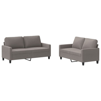 Set di Divani 2 pz con Cuscini Tortora in Tessuto | homemem39