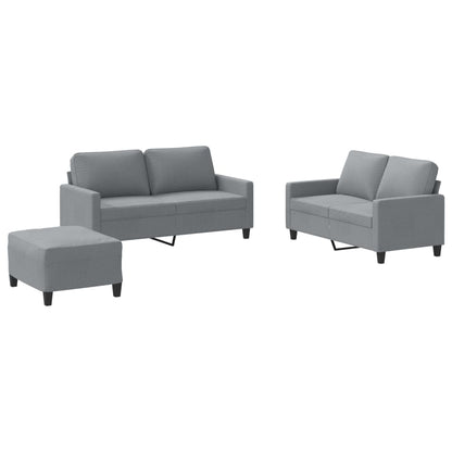 Set di Divani 3 pz con Cuscini Grigio Chiaro in Tessuto - homemem39