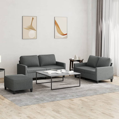 Set di Divani 3 pz con Cuscini Grigio Scuro in Tessuto | homemem39
