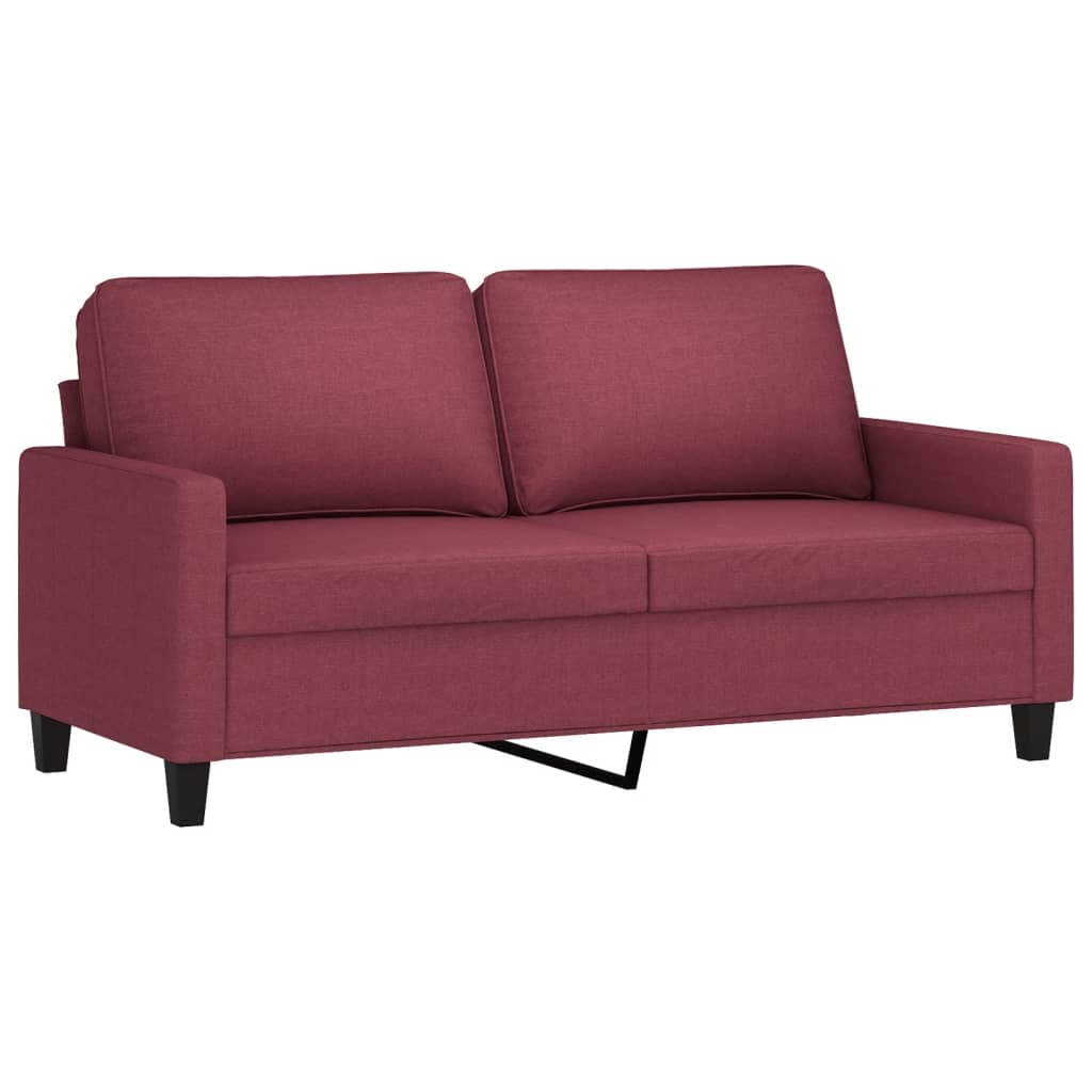 Set di Divani 3 pz con Cuscini Rosso Vino in Tessuto | homemem39