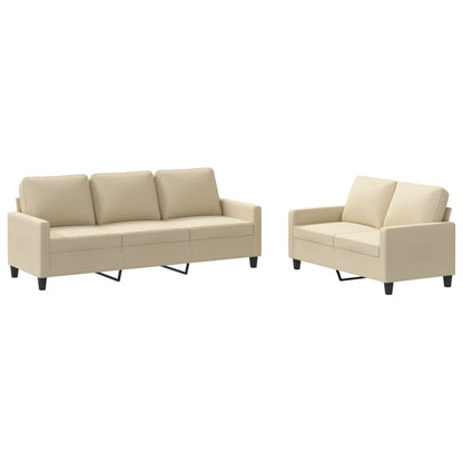 Set di Divani 2 pz con Cuscini Crema in Tessuto | homemem39