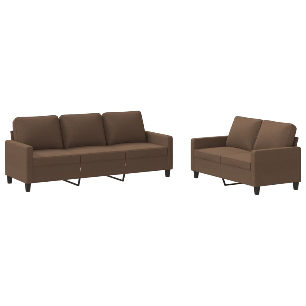 Set di Divani 2 pz con Cuscini Marrone in Tessuto | homemem39