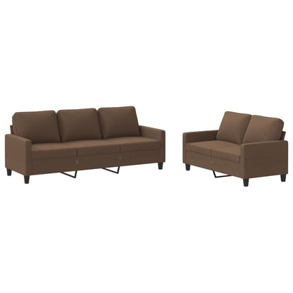 Set di Divani 2 pz con Cuscini Marrone in Tessuto | homemem39