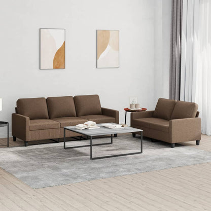 Set di Divani 2 pz con Cuscini Marrone in Tessuto | homemem39