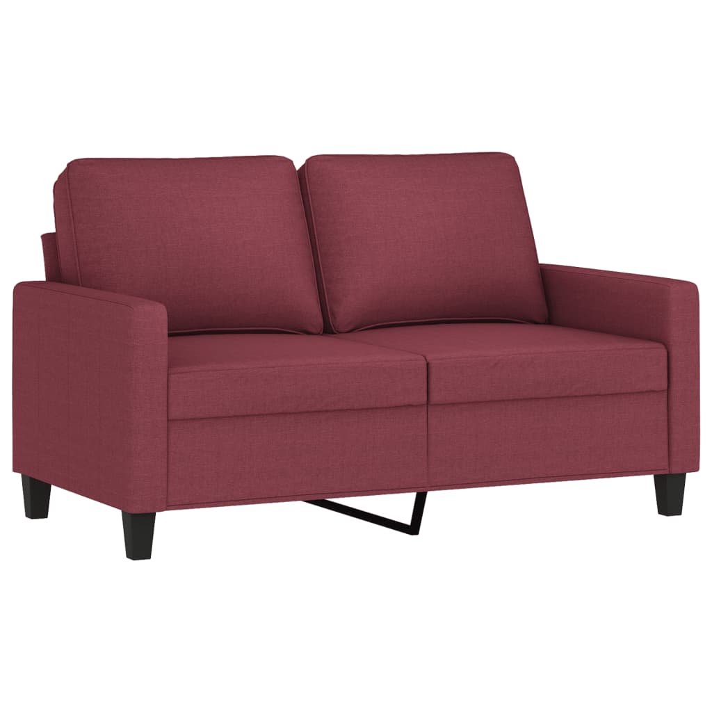 Set di Divani 3 pz con Cuscini Rosso Vino in Tessuto | homemem39