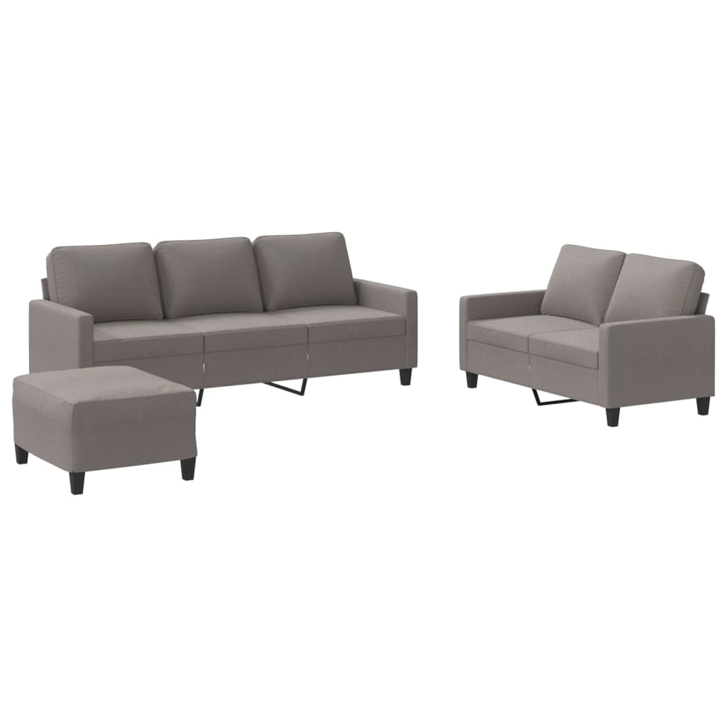 Set di Divani 3 pz con Cuscini Tortora in Tessuto | homemem39