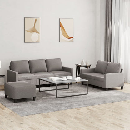 Set di Divani 3 pz con Cuscini Tortora in Tessuto | homemem39