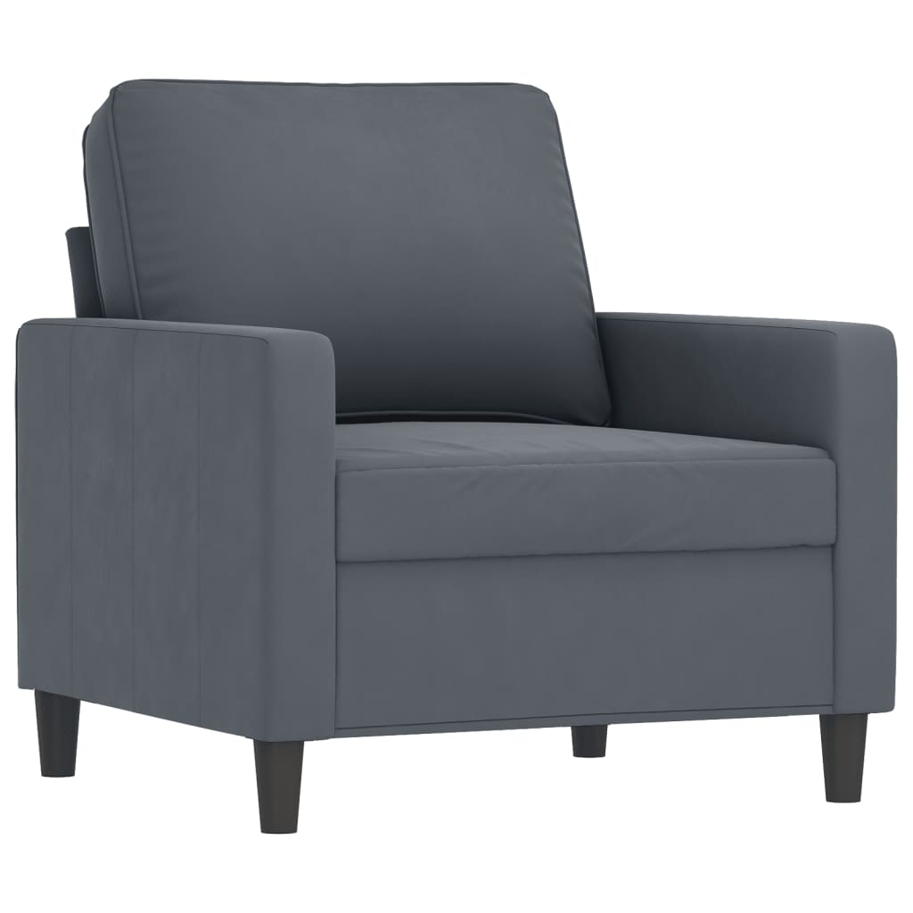 Set di Divani 3 pz con Cuscini Grigio Scuro in Velluto | homemem39