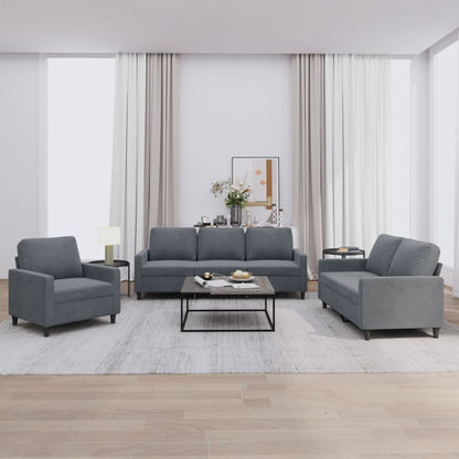 Set di Divani 3 pz con Cuscini Grigio Scuro in Velluto | homemem39