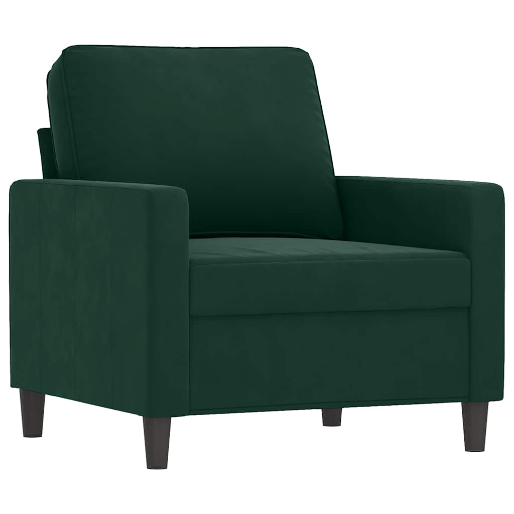 Set di Divani 3 pz con Cuscini Verde scuro in Velluto | homemem39