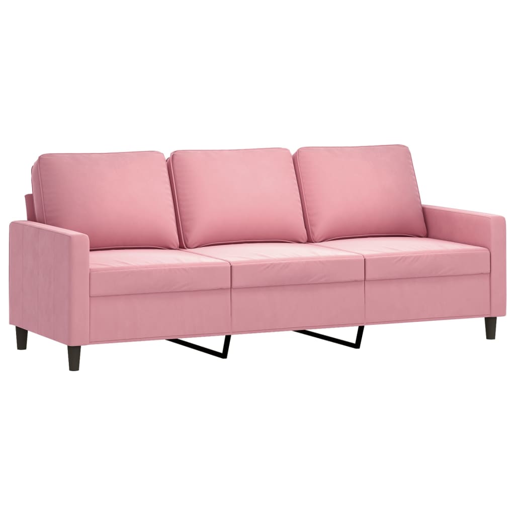 Set di Divani 3 pz con Cuscini rosa in Velluto | homemem39