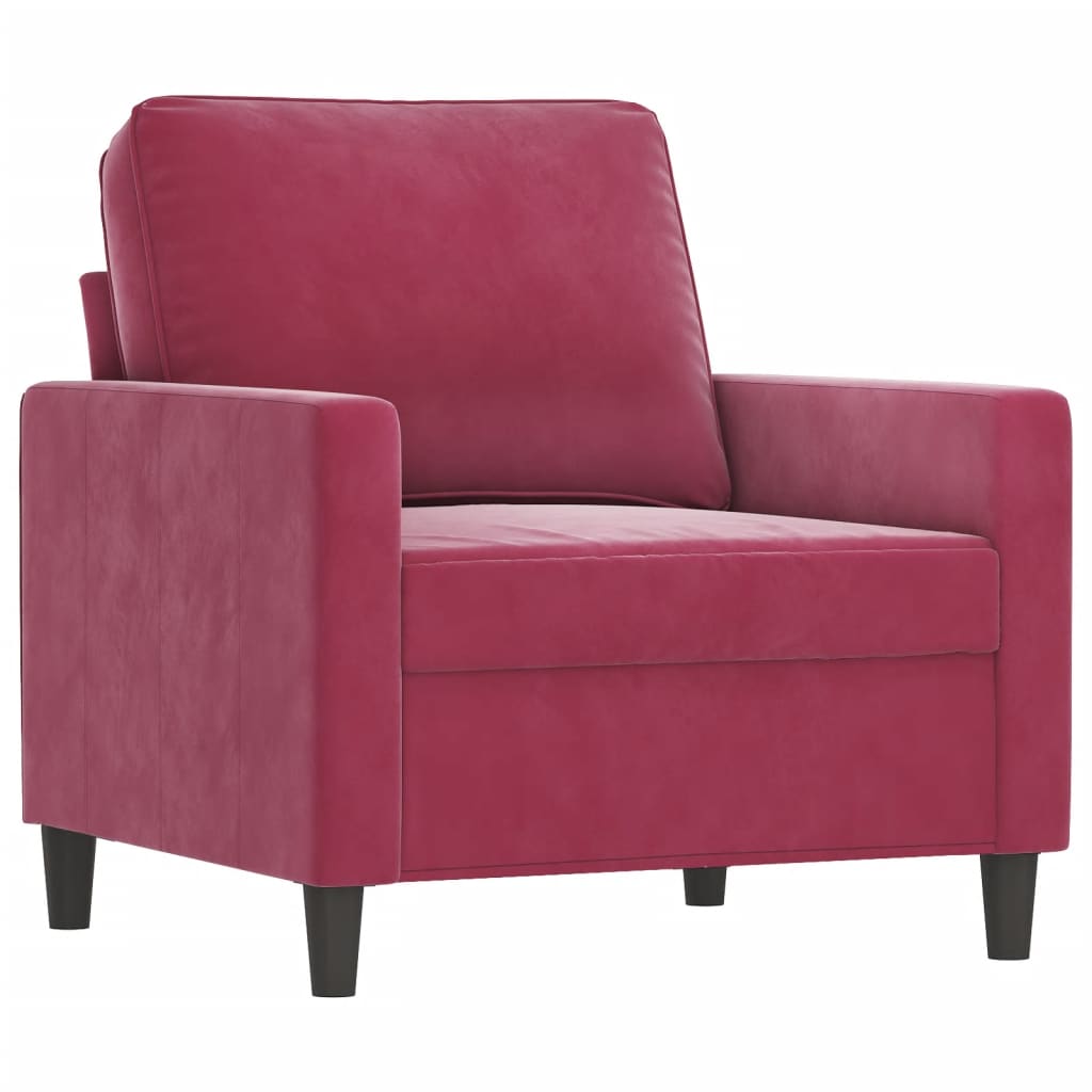Set di Divani 3 pz con Cuscini Rosso Vino in Velluto | homemem39